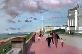 John Sergeant (1937-)oil on canvas,Brighton seafront at Kemp Town,signed and dated 1969,36 x 54in.