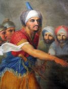 19th century Italian Schooloil on canvas,Turkish warrior and onlookers,label verso,24 x 19in.