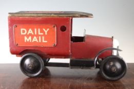 A Triang Lines Brothers Daily Mail delivery van, c.1928, large scale model with red body and black