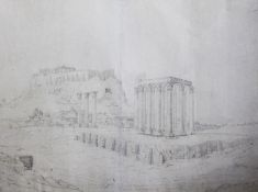 Manner of Thomas Creswickpencil drawing,Study of the Parthenon, Canthorn of Demosthenes and Temple