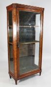 A 19th century walnut and kingwood glazed display case, with parquetry banded top and ebony and