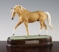 A Royal Worcester limited edition model of a Palomino by Doris Lindner, no. 619/750, with plinth,