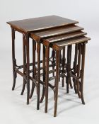A nest of four Thonet bentwood quartetto tables, one with the remains of a paper label to