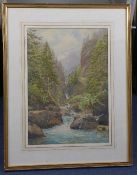 C J Waywatercolour,Champery,signed,20 x 14in.