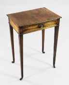 A George III mahogany side table, with single frieze drawers, on square section tapering legs and