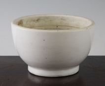 A Chinese Dehua blanc-de-chine bowl, 17th century, incised with foliage, on a circular foot,