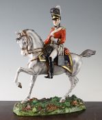 A rare Dresden porcelain model of a Scots Grey on horseback, made for Thomas Goode & Co to