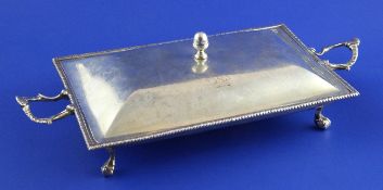 A George III small silver two handled breakfast dish and cover by Burrage Davenport, of