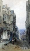 Alfred Leyman (1856-1933)watercolour,Street scene,signed and dated 1895,15.5 x 9.5in.