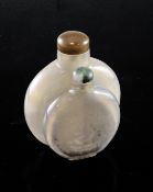 A Chinese agate double snuff bottle, 1760-1880, with a smaller bottle carved in front of the larger,
