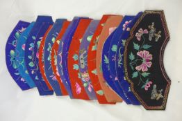 A collection of nineteen Chinese embroidered silk collars, early to mid 20th century, each worked in