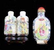 Two Chinese famille rose snuff bottles, 1830-1908, the first a double bottle with Guangxu mark and
