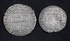 A Charles I shilling, group B second bust 1625/26, MM London, near F and a Henry VIII groat,