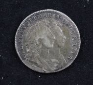 A William and Mary shilling 1693, conjoined busts, F/VF