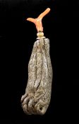 A Chinese dried finger citron snuff bottle, with coral twig stopper, 1800-1900, 9cm