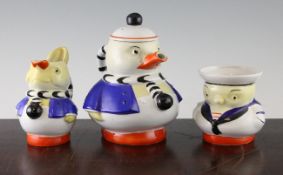 A Shelley Mabel Lucie Attwell `Animal` three piece tea set, c.1930-34, comprising a tea pot and