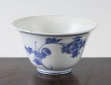 A Chinese blue and white `flower and fungus` bowl, Chenghua mark, 16th century, the tapering bowl