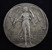 A 1908 Olympic participants medal to H.W.Newton in Vaughton & Sons case, 2in.