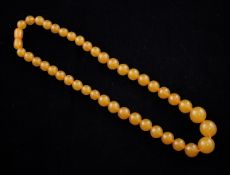 A single strand graduated amber bead necklace, gross weight 35 grams, 17in.