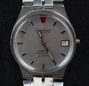 A gentleman`s 1970`s stainless steel Omega Constellation Electronic wrist watch, with baton numerals