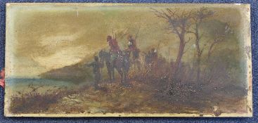 Irving Montagu (19th C.)oil on wooden panel,`On The Lookout, sketched in Servia`,signed and dated