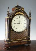 J. MacGregor of London. A Regency parcel gilt rosewood and parquetry bracket clock, of architectural