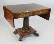 A Regency rosewood sofa table, with a pair of inlaid frieze drawers opposing two dummy drawers, on