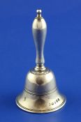 A George III silver hand bell by Peter and William Bateman, with turned handle and banded casting,