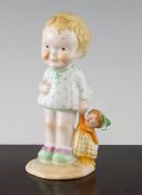 A Shelley Mabel Lucie Attwell `Toddler` porcelain figurine, c.1930, design L.A. 2 modelled as a