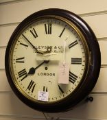 A Victorian mahogany wall timepiece, the painted dial signed Kleyser & Co., London, single fusee W &