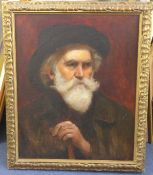 19th century French Schooloil on canvas,Portrait of a bearded gentleman,24 x 19in.