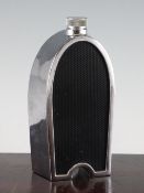 A Ruddspeed Ltd Bugatti radiator decanter, c.1965, the chromed finish missing the Bugatti