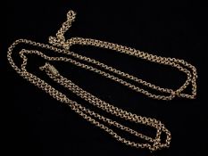 A 19th century gold guard Chain, with rope twist and spiral barrel clasp, 38 grams, 58in.