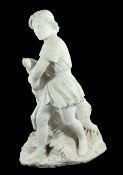 After Alexander Munro. A large carved white marble figure group `The Young Romilly`, of a young