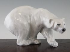 A Royal Copenhagen model of a polar bear, 20th century, model 1137, printed Royal Copenhagen