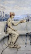 William Anstey Dolland (1858-1929)pair of watercolours,`Playmate` and `Vanity`,signed,17.5 x 9in.
