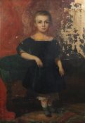 Victorian Schooloil on canvas,Full length portrait of a child,44 x 31.5in., distressed