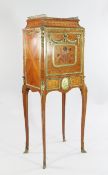A French transitional style kingwood ormolu mounted escritoire, with perspective cube and