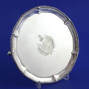 A George III silver waiter by Hester Bateman, of shaped circular form, with engraved armorial and