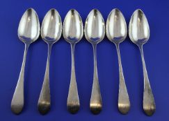 A set of six George III Scottish Old English pattern table spoons, with engraved initial, Edinburgh,