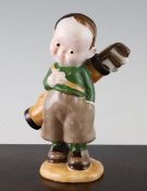 A Shelley Mabel Lucie Attwell `Golfer Boy` porcelain figurine, c. 1930, design L.A. 8 modelled as