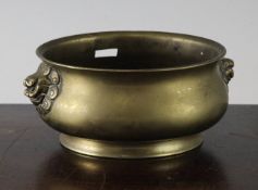 A Chinese bronze gui censer, Xuande six character mark, 18th / 19th century, of squat baluster
