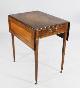 A George III harewood, satinwood and marquetry inlaid Pembroke table, with single end drawer and