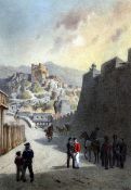 Carl Goebel (1824-1899)pencil and watercolour,Moorish tower, Gibraltar,signed,15.25 x 11in.