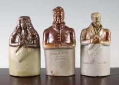 Reform Act of 1832: Three stoneware commemorative flasks, comprising WILLIAM IV.ths Reform Cordial