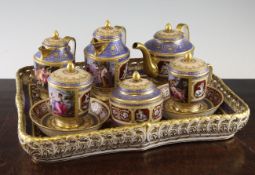 A Vienna style fifteen piece cabaret set, late 19th century, each piece finely painted with