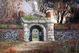 William Henry Crawfordoil on board,The Gateway to Merton Abbey,signed,10 x 15.5in.