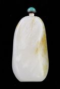 A Chinese grey-white and russet skin jade `pebble` snuff bottle, 1800-1900, with white inclusions to