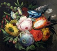 David Mackay (1804-1839)pair of oils on wooden panels,Still lifes of flowers,12 x 13.5in.