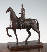 § Robert Clatworthy, R.A. (b. 1928)bronze,Horse and rider,initialled,12in.